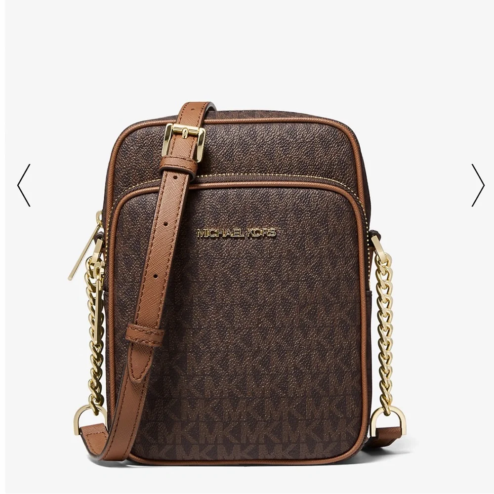 MICHAEL KORS 
Jet Set Travel Medium Logo Crossbody Flight Bag
# 35F1GTVC2B
Brown - Picture 7 of 16